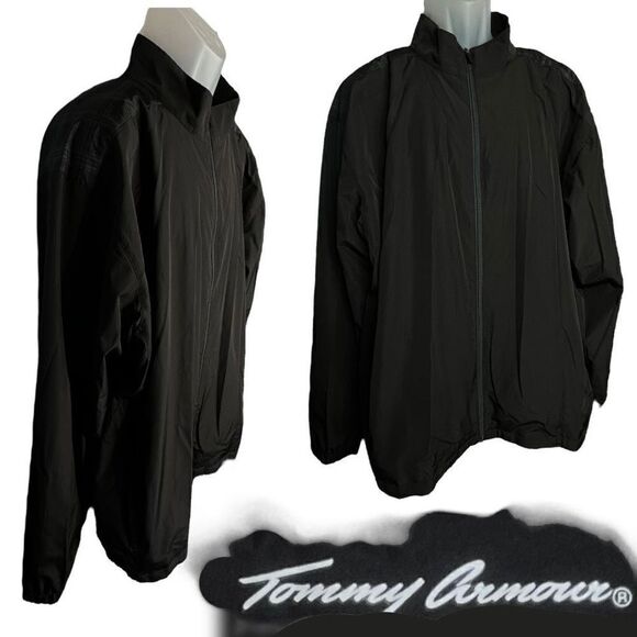 Tommy Armour Golf Jacket Men's XXL Long Sleeve Full Zip Black Windbreaker Jacket - Picture 1 of 13